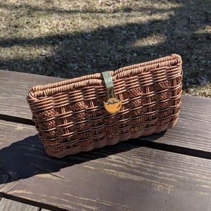 Vintage wicker purse with chain strap